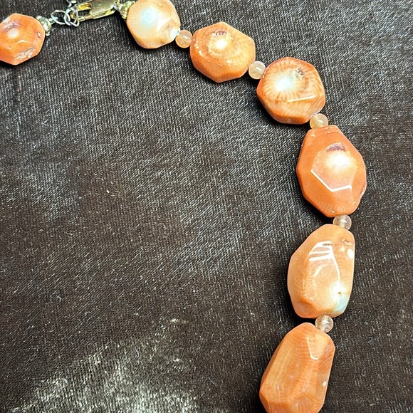 Vintage Carnelian Agate Semi-Precious Gemstone Women’s Necklace Orange 19” - Picture 5 of 10